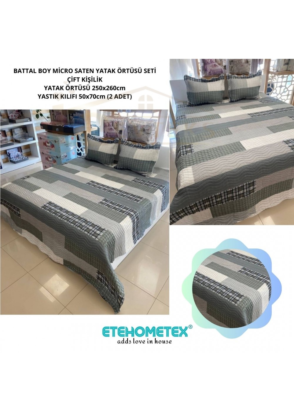 ETEHOMETEX ÇİFT KİŞİLİK KAPİTONELİ YATAK ÖRTÜSÜ SETİ LOUİS 8696474231893 ETEHOMETEX ÇİFT KİŞİLİK KAPİTONELİ YATAK ÖRTÜSÜ SETİ LOUİS 8696474231893